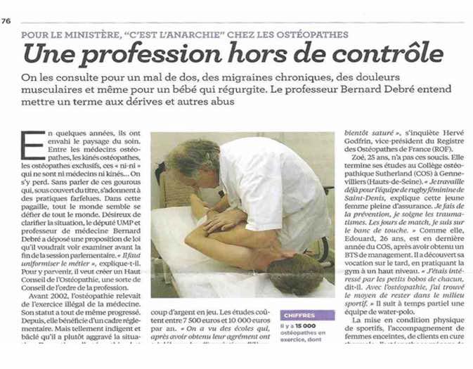 Ostéo : Profession hors contrôle-L'Obs (Fév. 2012)