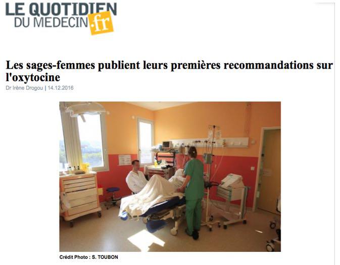 Recommandation sur l'usage de l'oxytocine (Déc.2016)